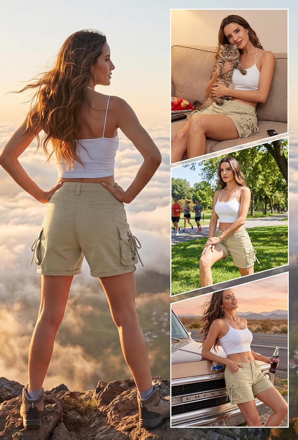 Women's Cargo Hiking Shorts, Lightweight with Pockets