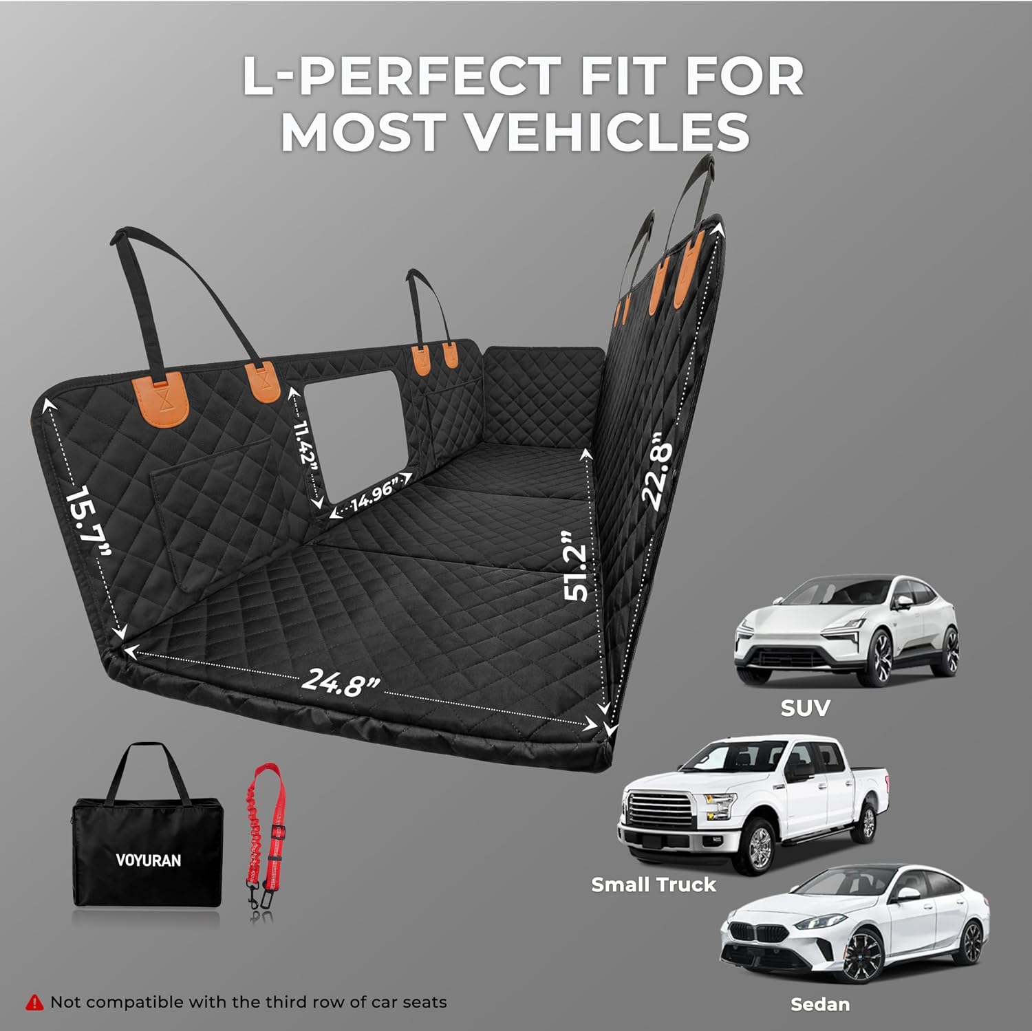 Hard Bottom Dog Car Seat Cover for Back Seat,900D Heavy Duty 500lbs Support