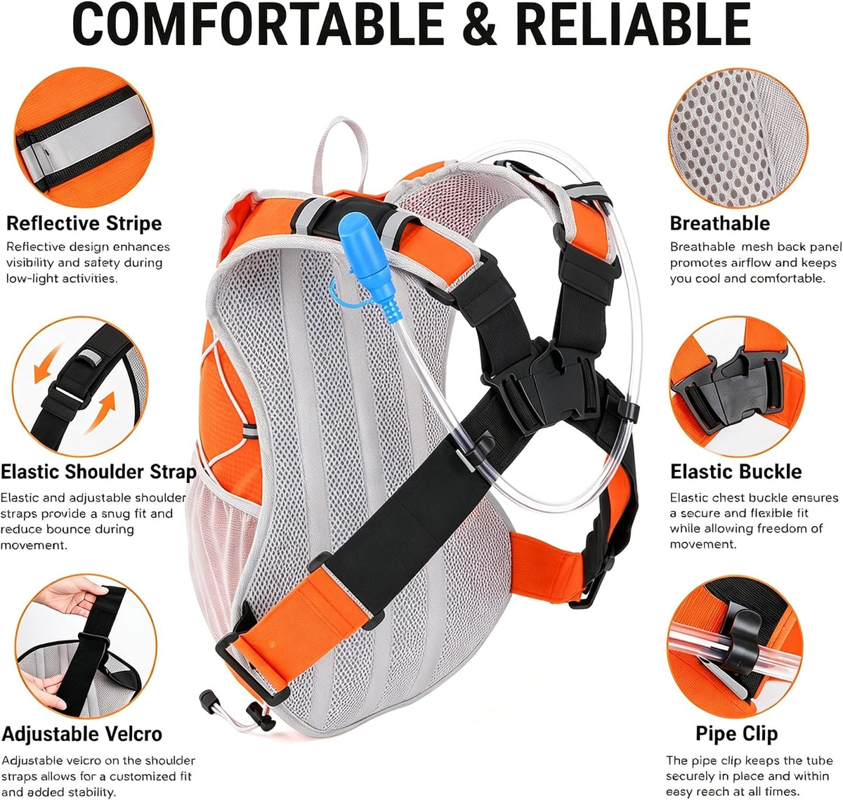Hydration Backpack with 2L Bladder Water Pack for Hiking Cycling Running