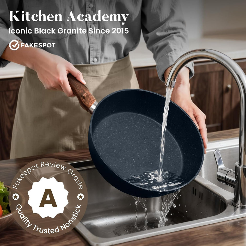 Kitchen Academy Blue Pots and Pans Set Non Stick, 12Pcs Induction Cookware