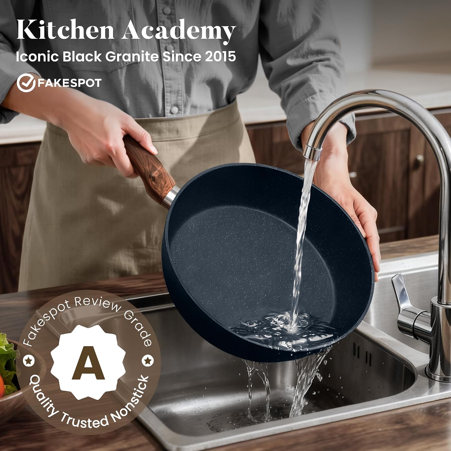 Kitchen Academy Blue Pots and Pans Set Non Stick, 12Pcs Induction Cookware