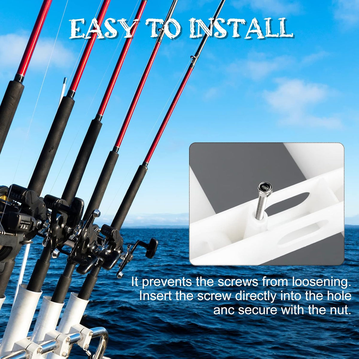 Shappy Fishing Rod Holders Wall Mounted Rack for Boat Garage, White