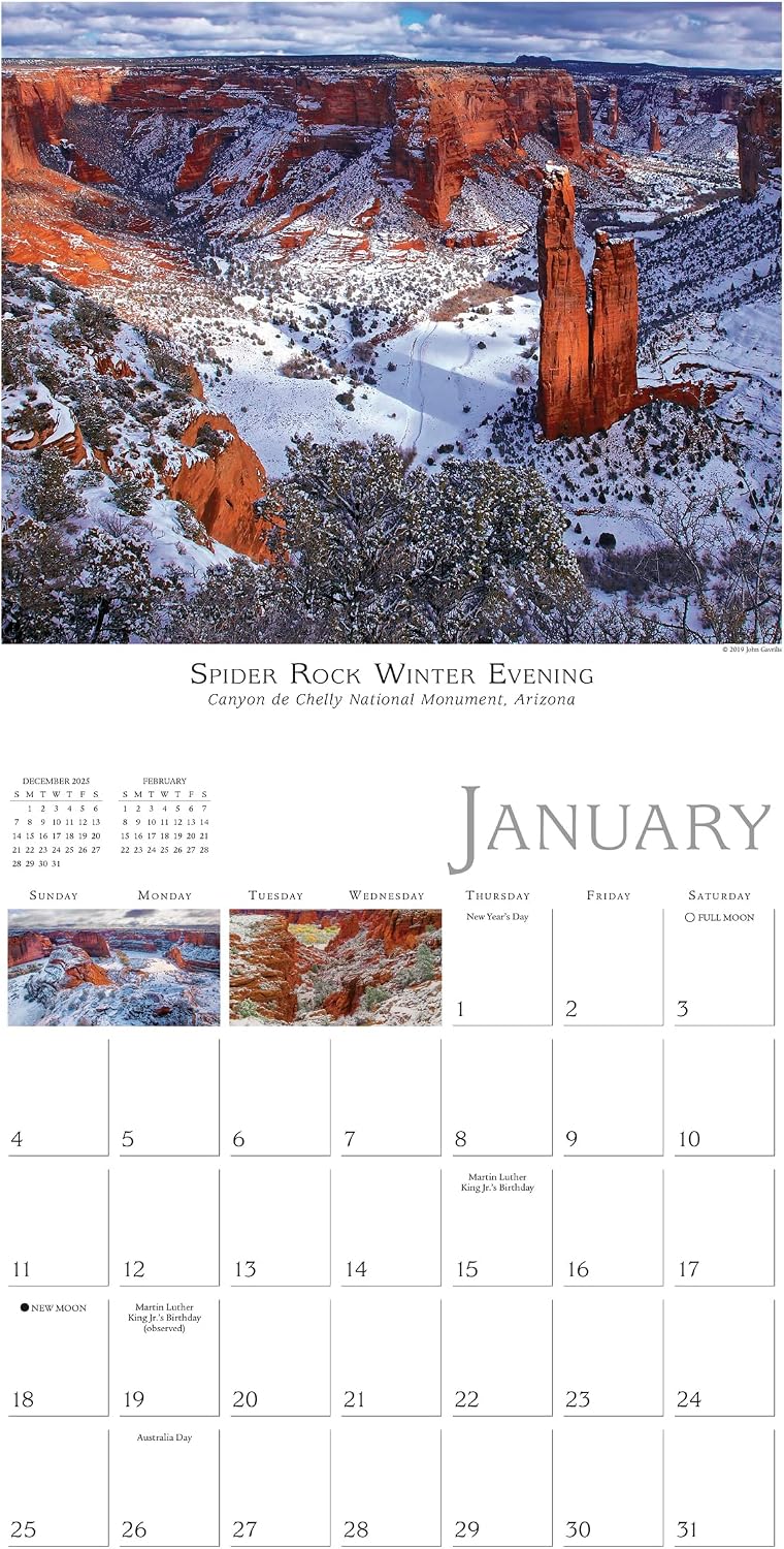 The Spirit of Place 2026 Wall Calendar, 12-Month Nature & Travel Photography of America's Treasured Lands, 12" x 12", 2026 Calendar and Planner with Large Monthly Grids for Home and Office