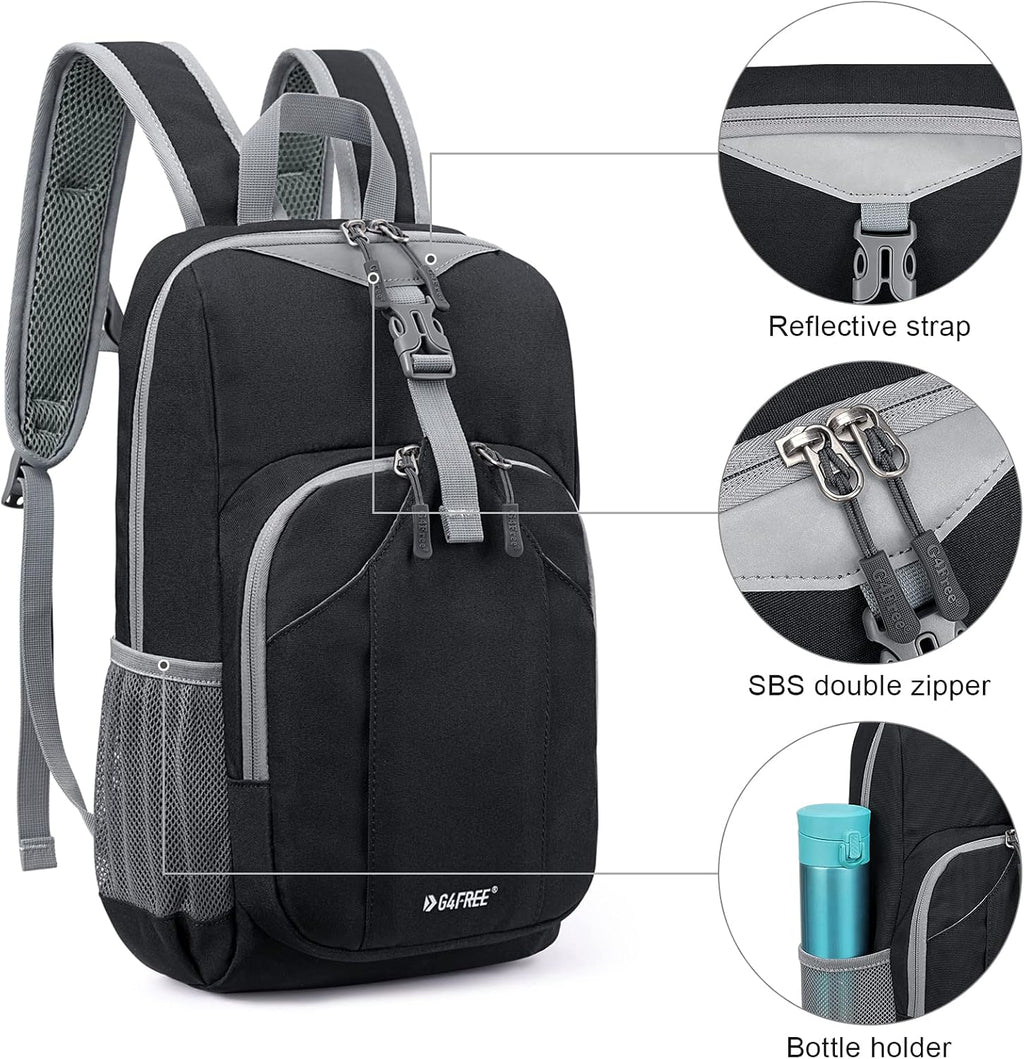 G4Free Mini 10L Hiking Daypack Small Hiking Backpack Cycling Compact Shoulder Backpack Outdoor for Men Women(Black)
