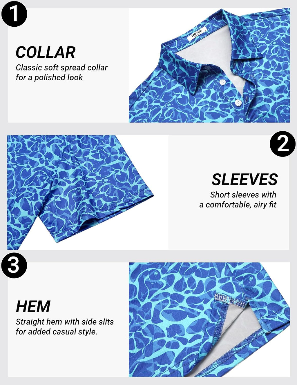 COOFANDY Mens Golf Polo Shirts Short Sleeve Quick Dry Casual Collared Shirt