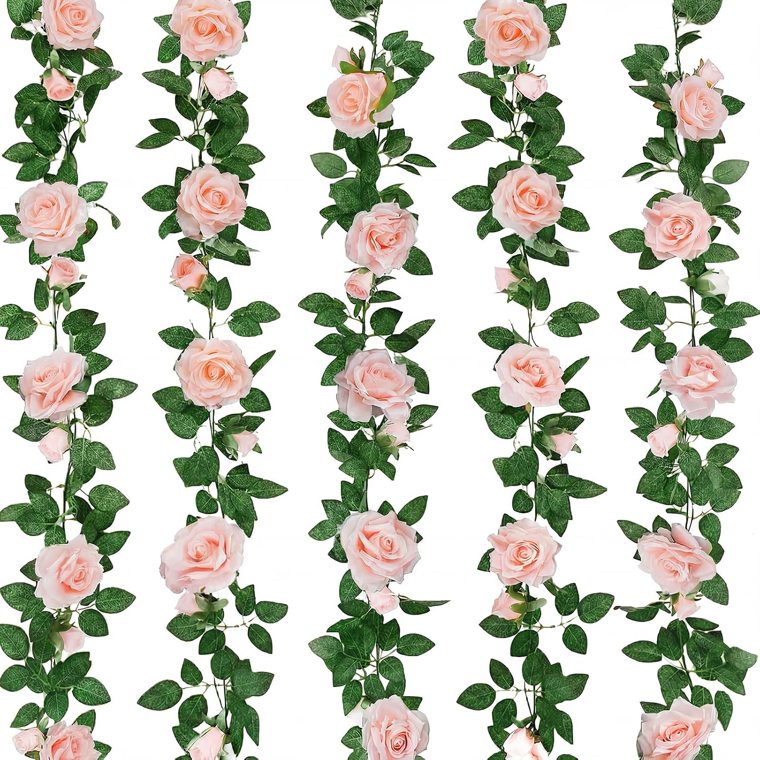 ZIFTY 5Pcs 34FT Flower Garland White Artificial Rose Vine Wedding Decor