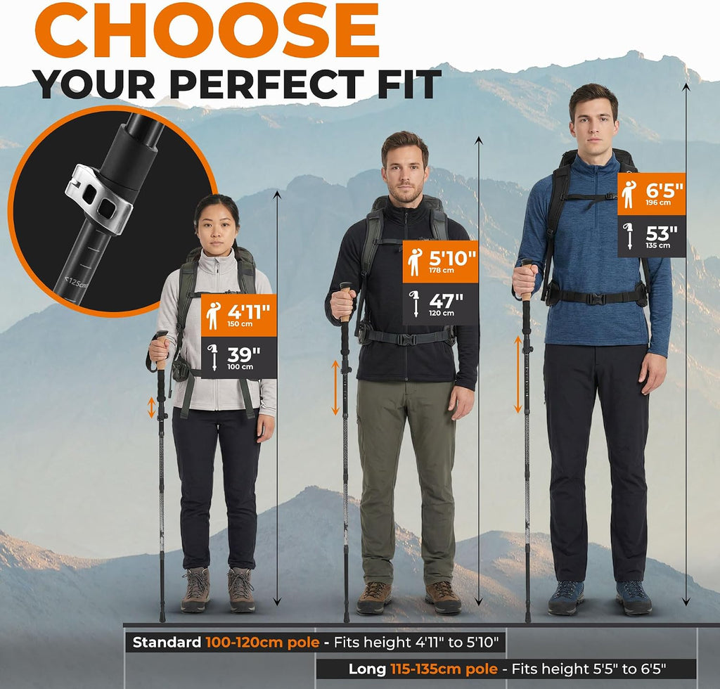 Trekology Trek-Z Hiking Trekking Poles, Walking Stick for Men, Women, 2pc