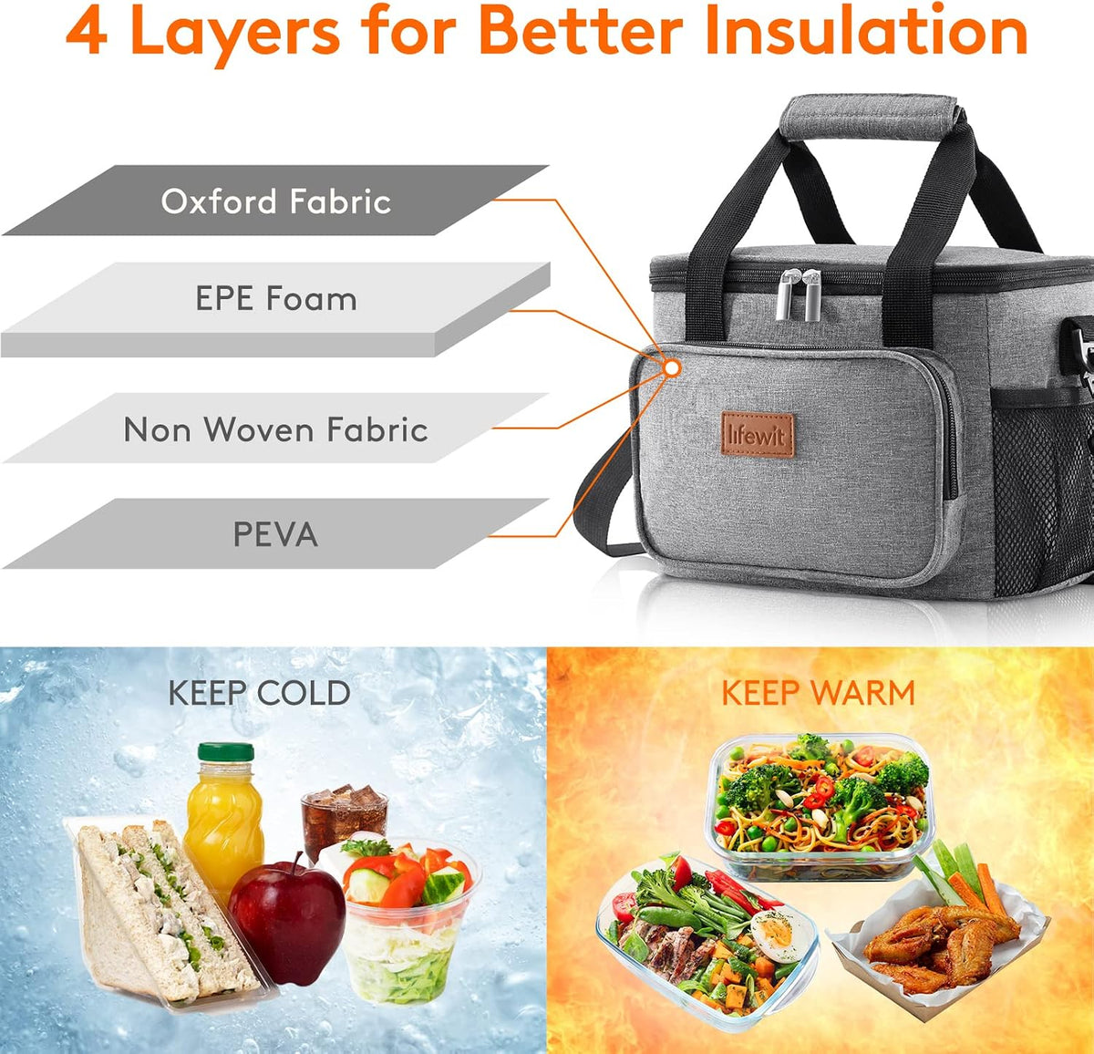 Lifewit Insulated Lunch Box for Men, Lunch Bag Cooler Women, 12-Can 9L