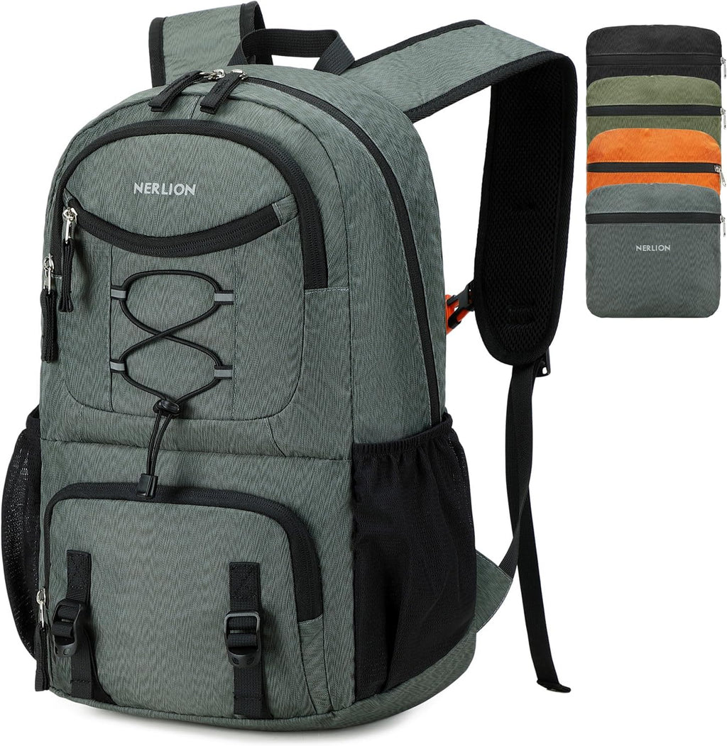 Nerlion Lightweight Foldable 35L Hiking Backpack Travel Backpack for Men Women Camping Waterproof Outdoor Hiking Daypack Backpack Dark Gray