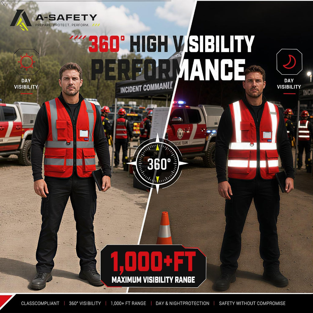A-SAFETY High Visibility Reflective Safety Vest Customize Logo (XS-8XL)