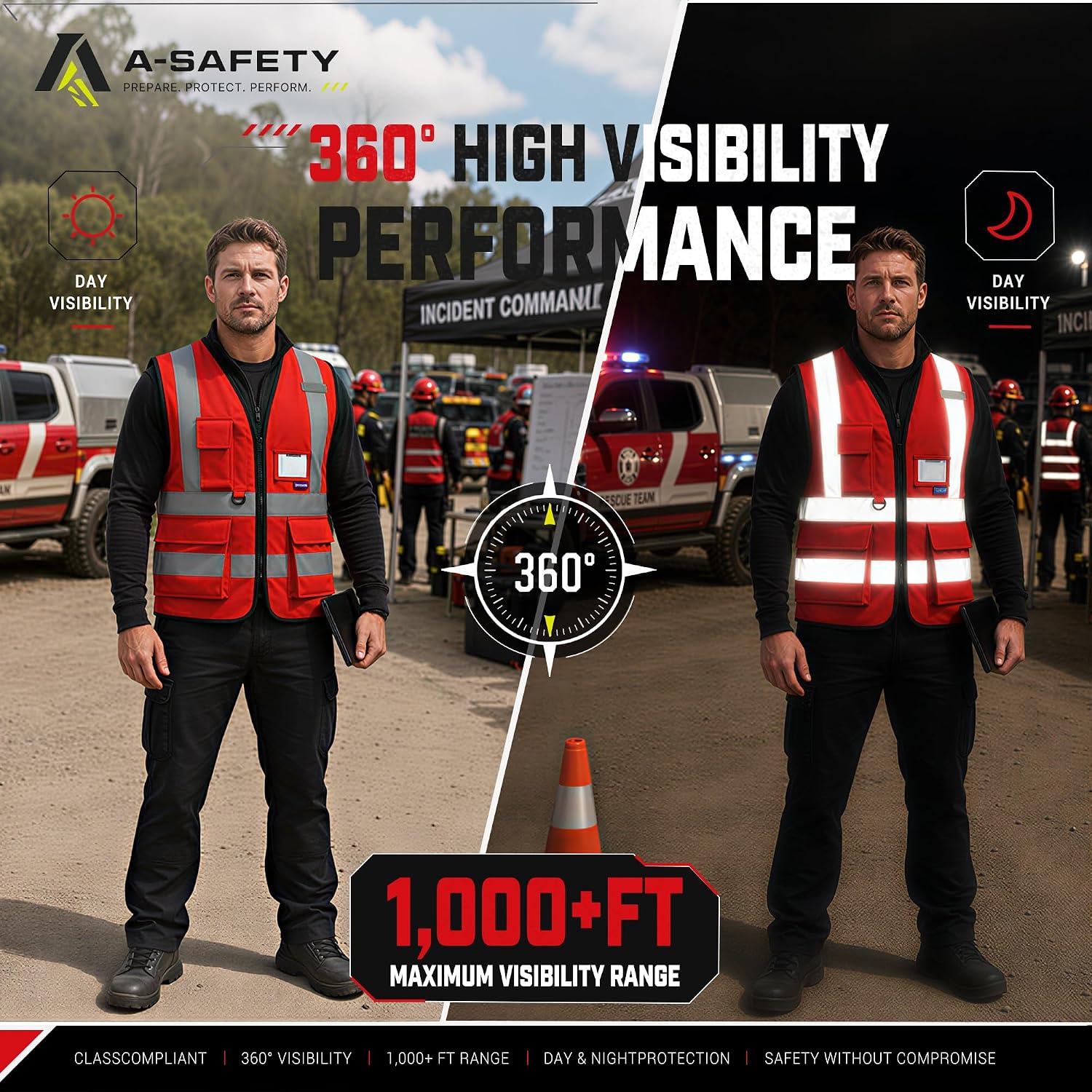 A-SAFETY High Visibility Reflective Safety Vest Customize Logo (XS-8XL)