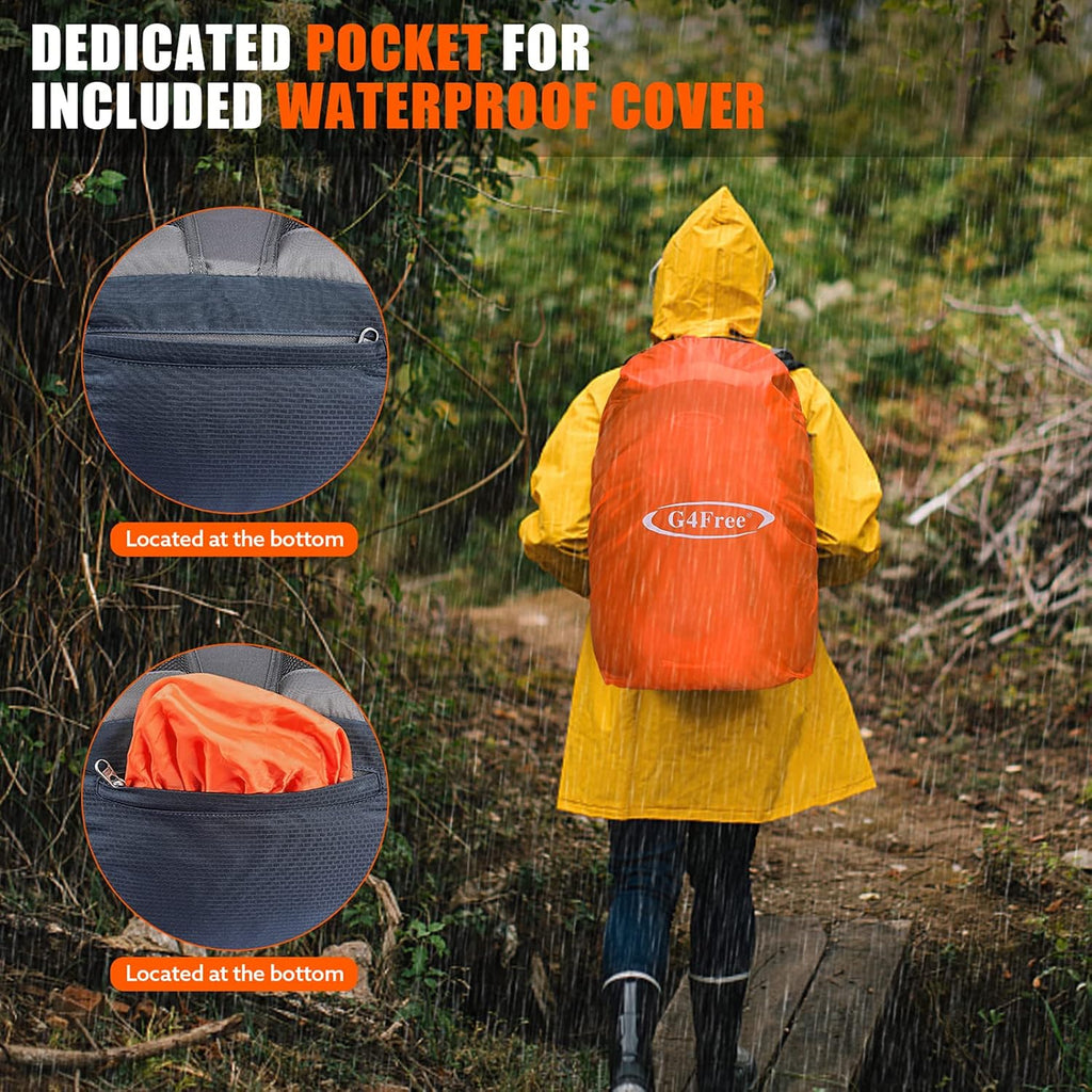 G4Free 35L Hiking Backpack for Women Men, Water Resistant Outdoor Sports