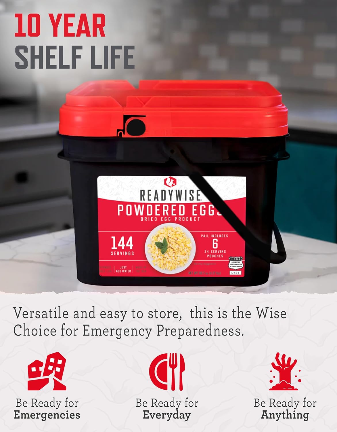 READYWISE Emergency Food Survival Supply Powdered Eggs Bucket 144 Servings