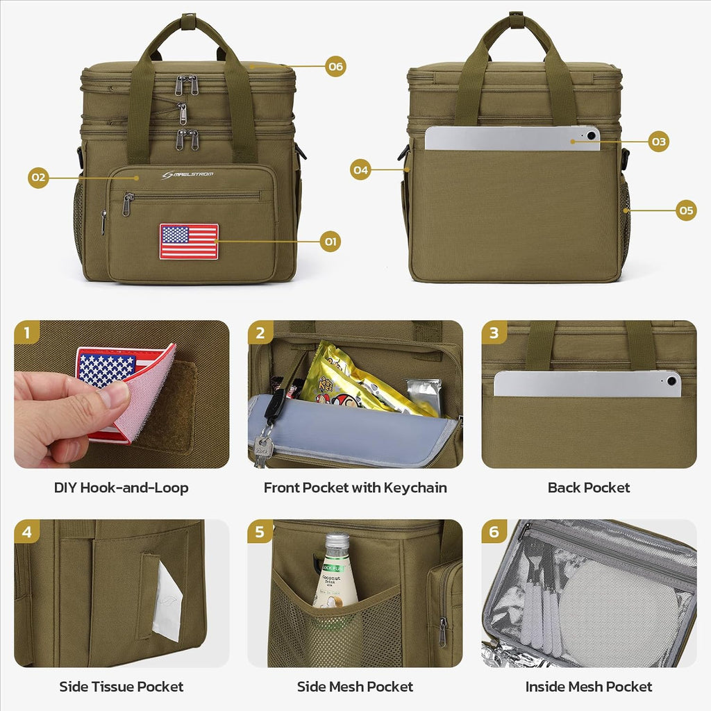 Maelstrom 23L Insulated Lunch Box, Expandable Double Deck Cooler Bag