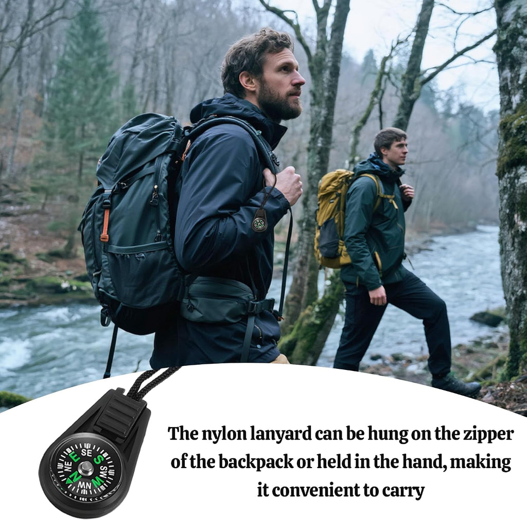 110 Pcs Mini Survival Compass Outdoor Camping Hiking Pocket Compass Mini Compass Party Favor for Paracord Bracelet Necklace Key Chain Outdoor Activities Hiking Accessory（Black）