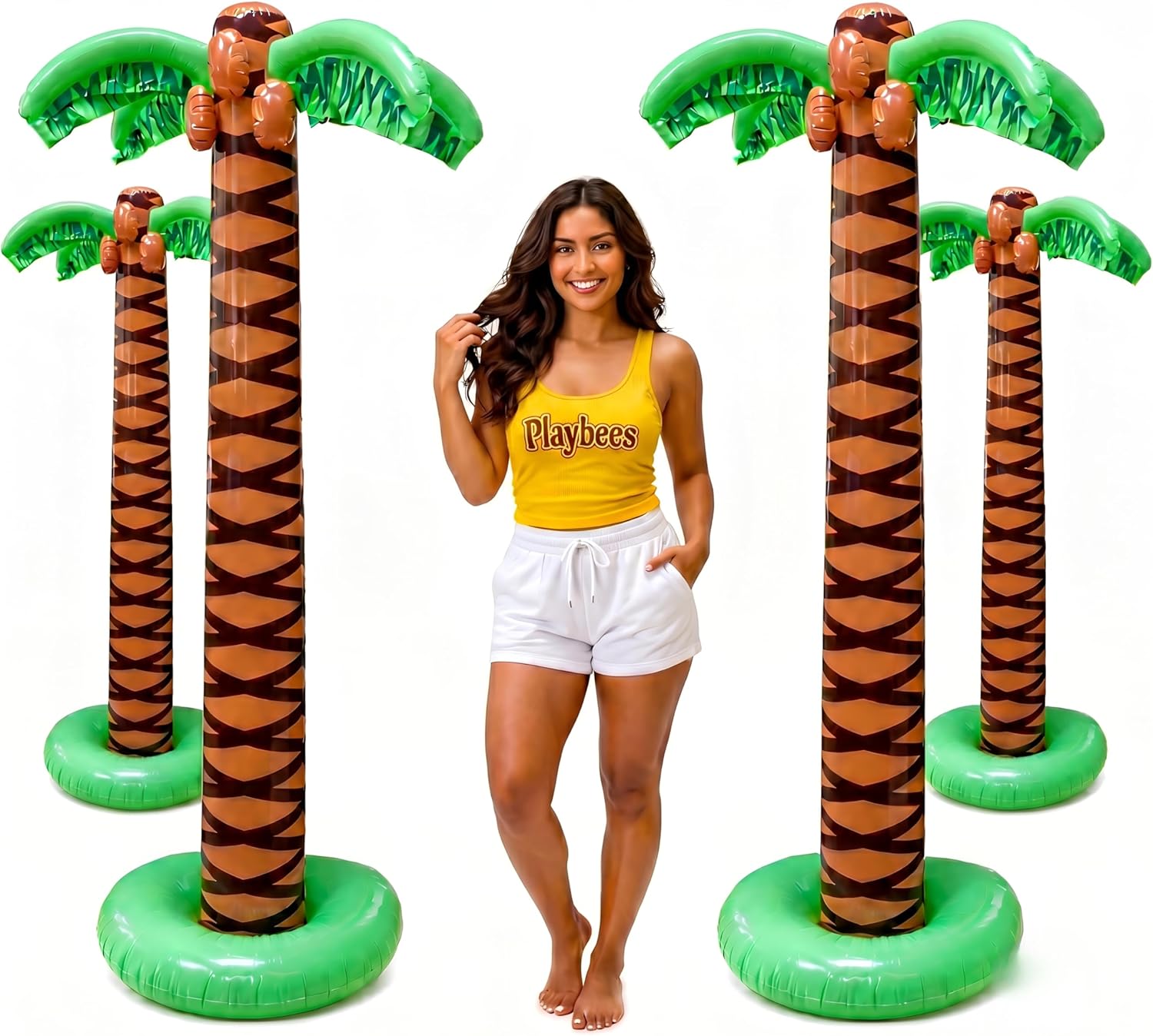 Giant Inflatable Palm Trees, 6 Foot, Hawaiian Tropical Beach Decor, 4 Pack