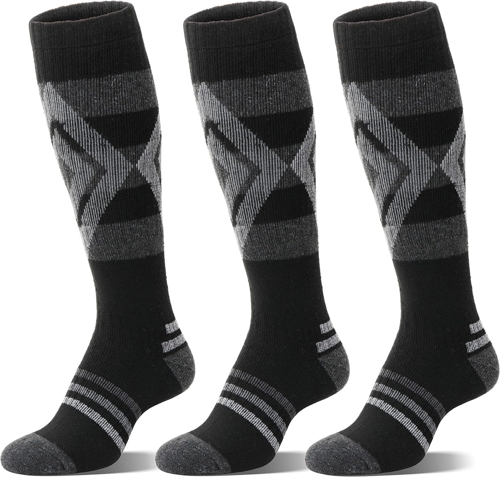 Welwoos 3 Pairs Merino Wool Ski Socks for Womens Mens Thermal Winter Warm Thick Knee High Socks for Skiing Snowboarding