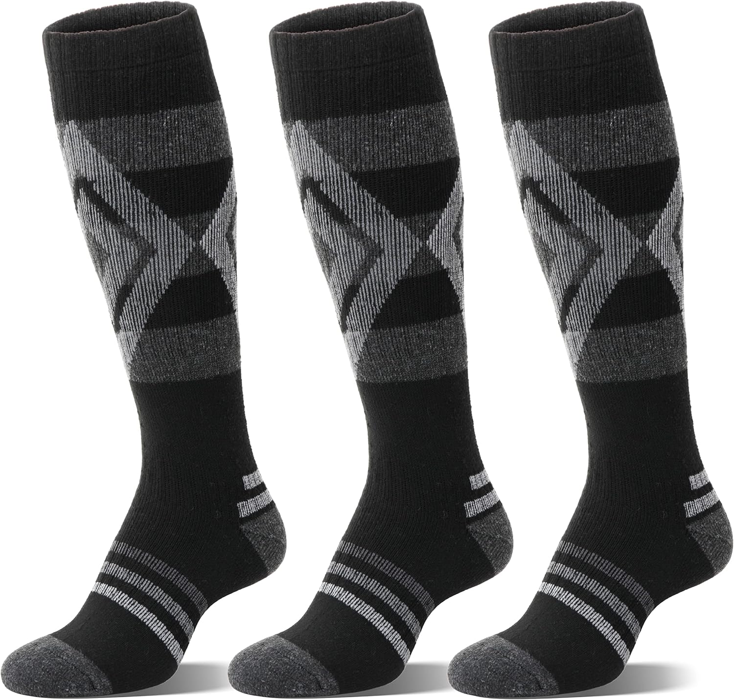 Welwoos 3 Pairs Merino Wool Ski Socks for Womens Mens Thermal Winter Warm Thick Knee High Socks for Skiing Snowboarding