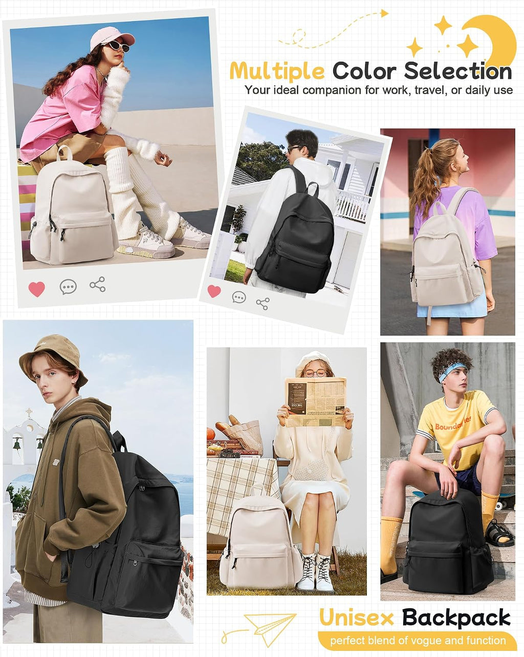BJLFS Black Backpack for Men Women Large, Gym Backpack for Women Foldable Outdoor Weekender Gym Bag, Waterproof Sports Back Pack & Dance Yoga travel Bag