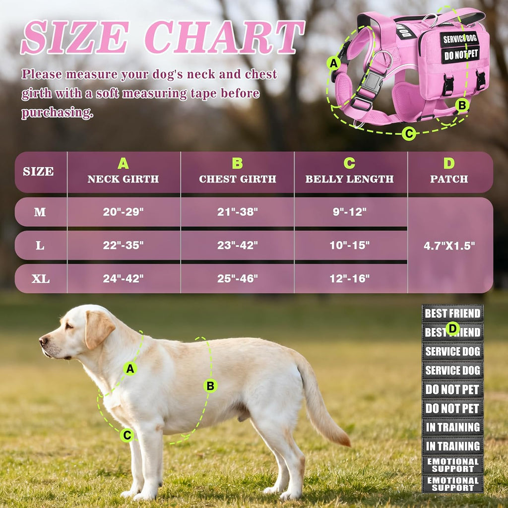 Service Dog Vest with Removable Backpack for Large Dogs Pink XL