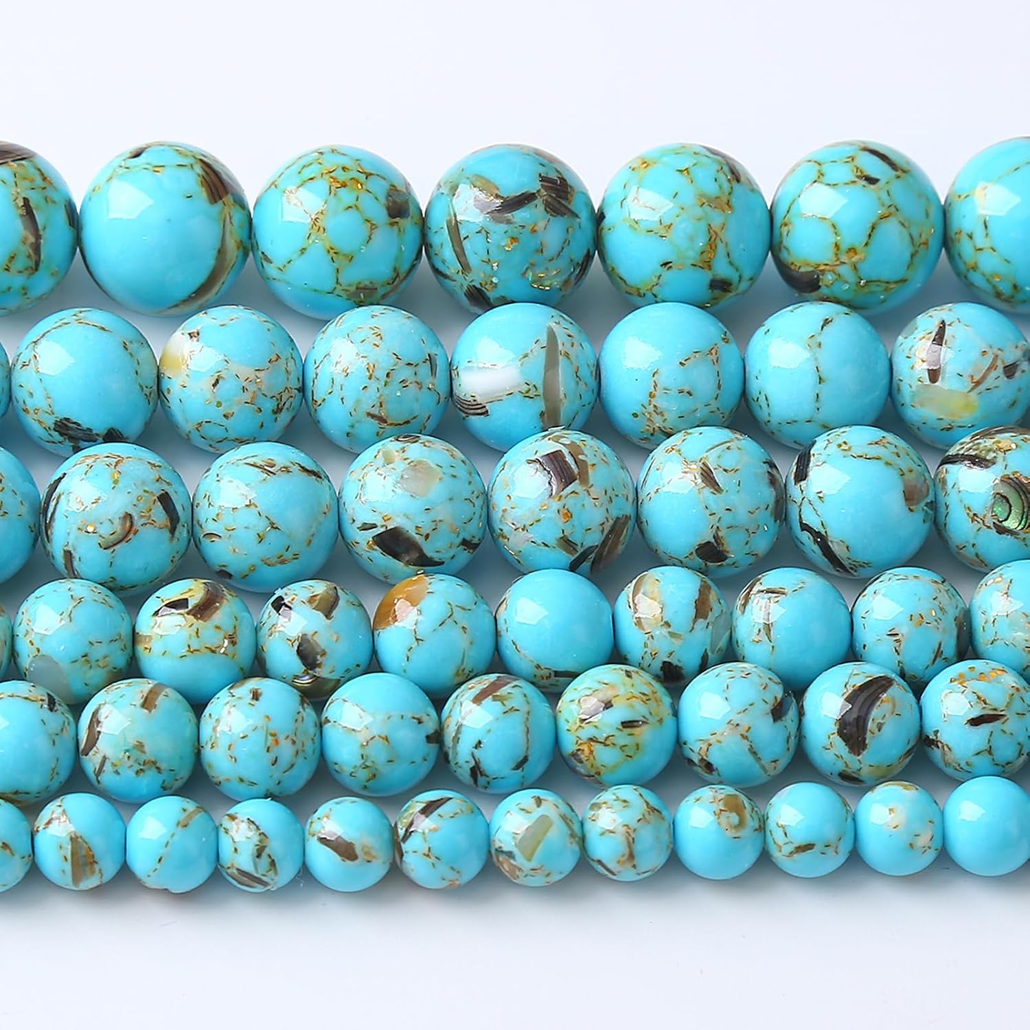 12MM 32PCS Blue Shell Turquoise Spacer Loose Beads for Jewelry Making DIY Bracelet Necklace
