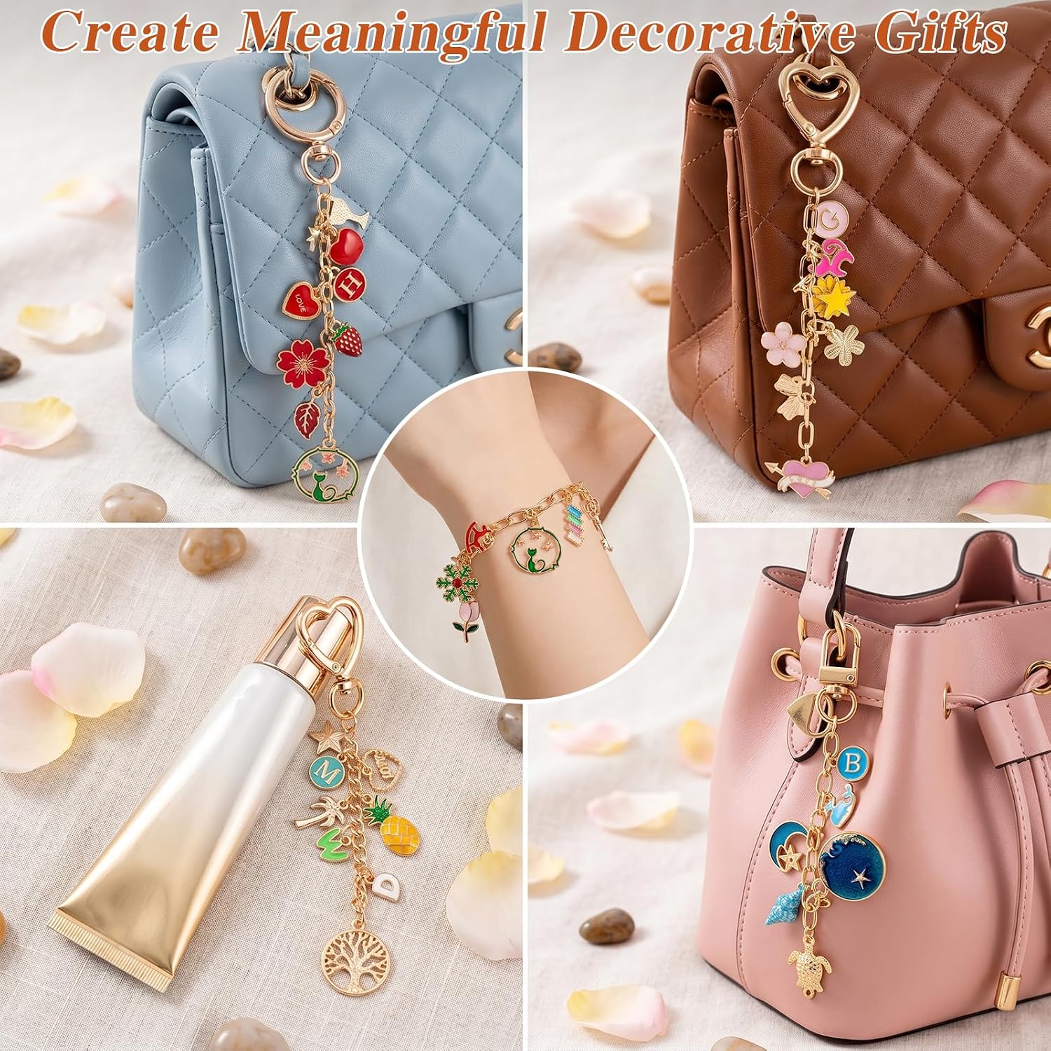 569Pcs Charms Lip Gloss Keychain Making Kit, Bracelet Making Kit, DIY Bag Charm Kit with Key Chain Hooks, Jump Rings, Lobster Clasps, Charms, Chains & Tools, Jewelry Pliers, Jewelry Craft Kit Supplies