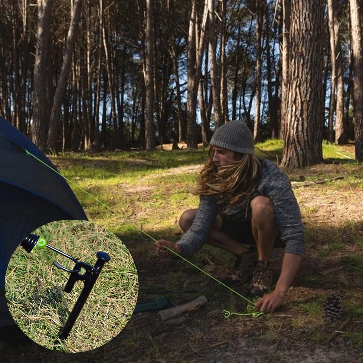 8 Pack Tent Stakes Heavy Duty Metal Tent Pegs for Camping Steel Tent Stakes 12 inch Unbreakable and Inflexible