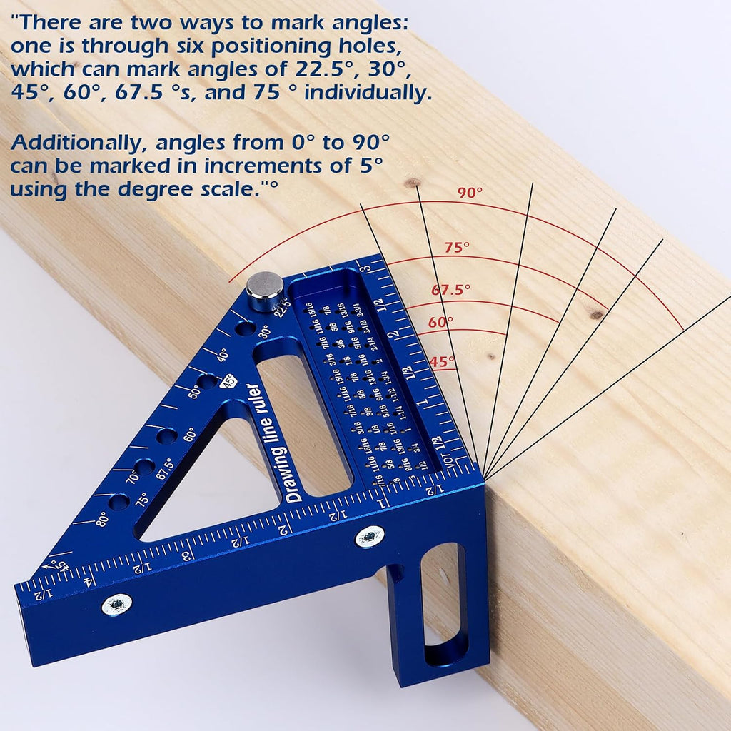 3D Multi-Angle Measuring Ruler -Precision Woodworking 3D Square Protractor
