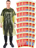 Tarpop 40 Pack Disposable Rain Ponchos Adult Drawstring Hood