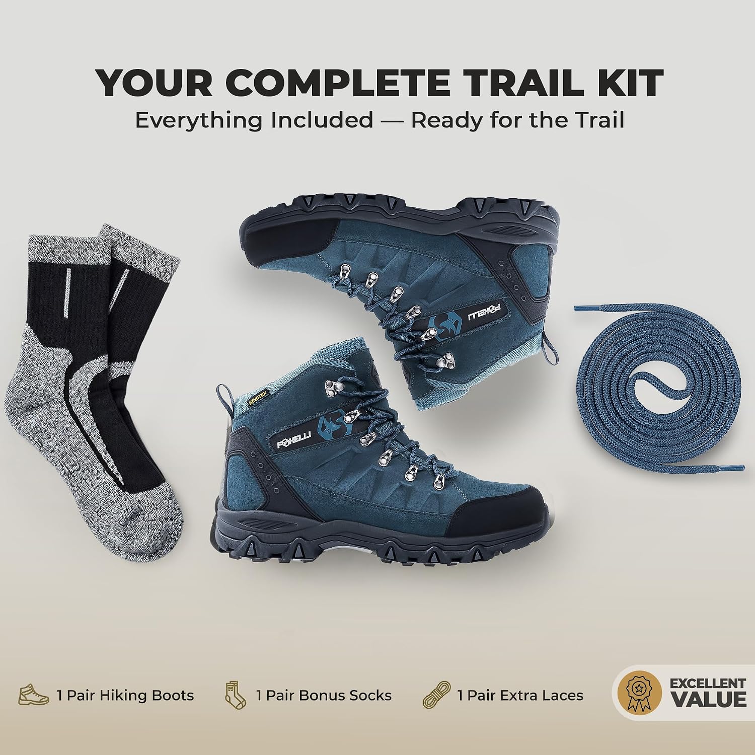Foxelli Men’s Hiking Boots – Waterproof Breathable & Lightweight Suede Leather Hiking Boots for Men