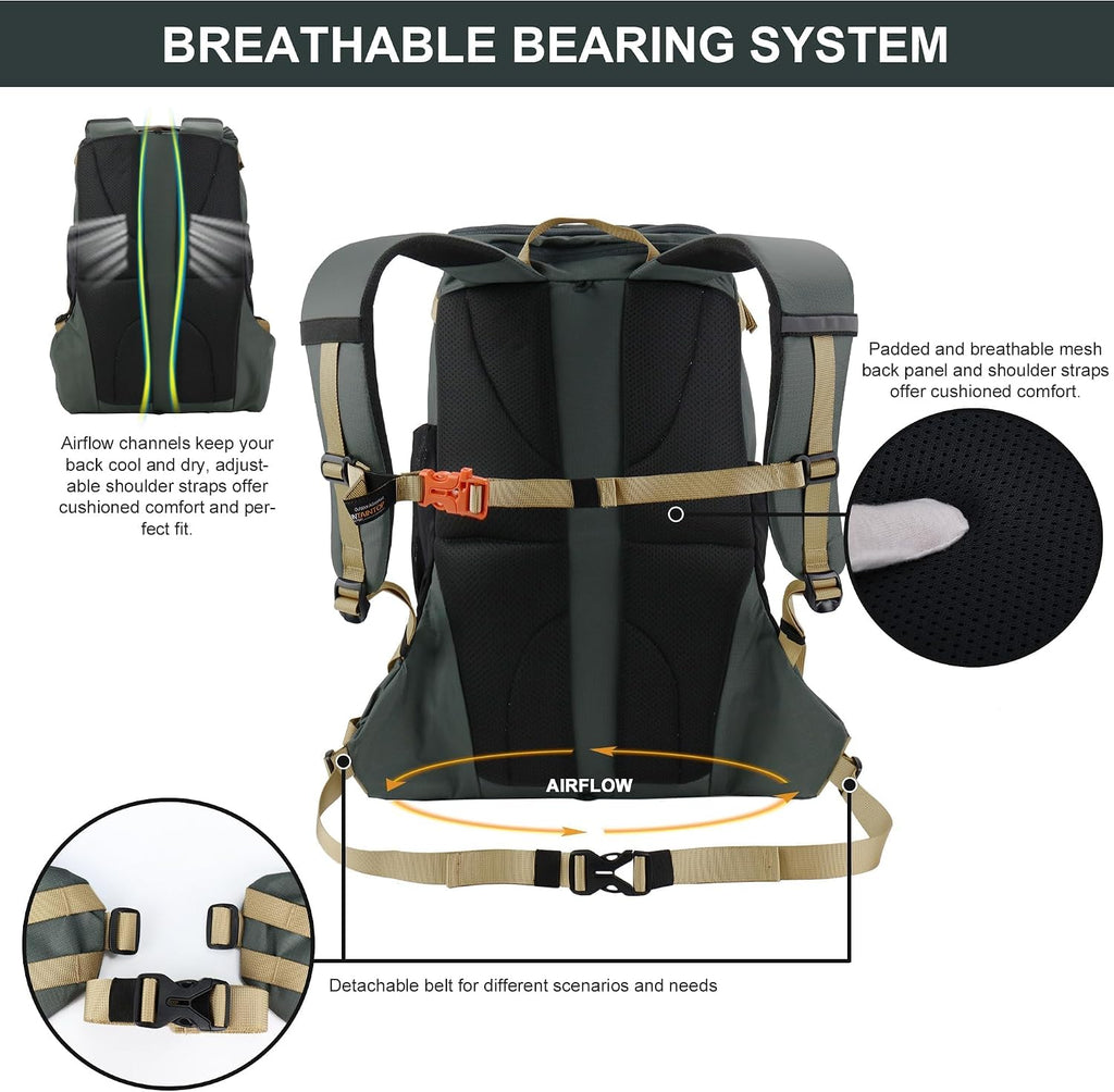 MOUNTAINTOP 35L Hiking Backpack, Lightweight Daypack with Rain Cover