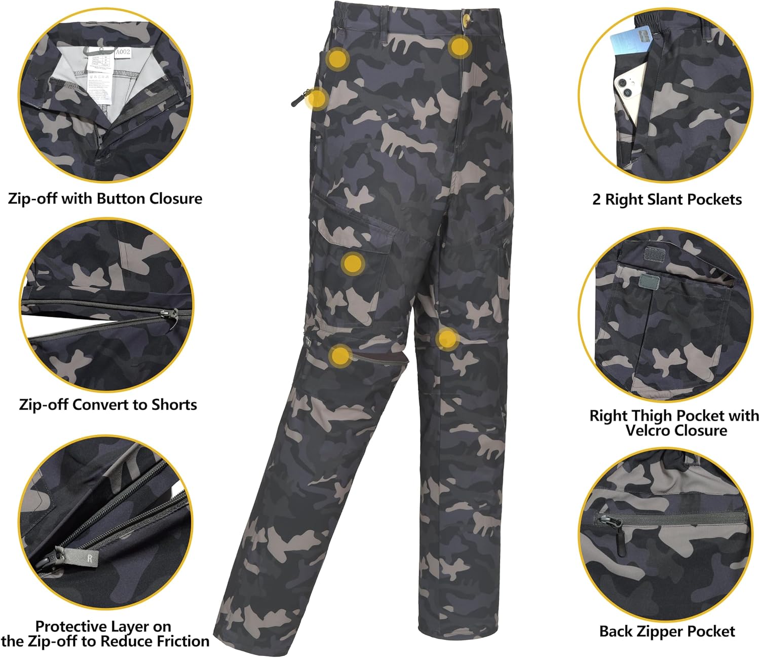 Little Donkey Andy Men's Stretch Convertible Pants, Zip-Off Quick-Dry Hiking Pants, UV Protection, Lightweight