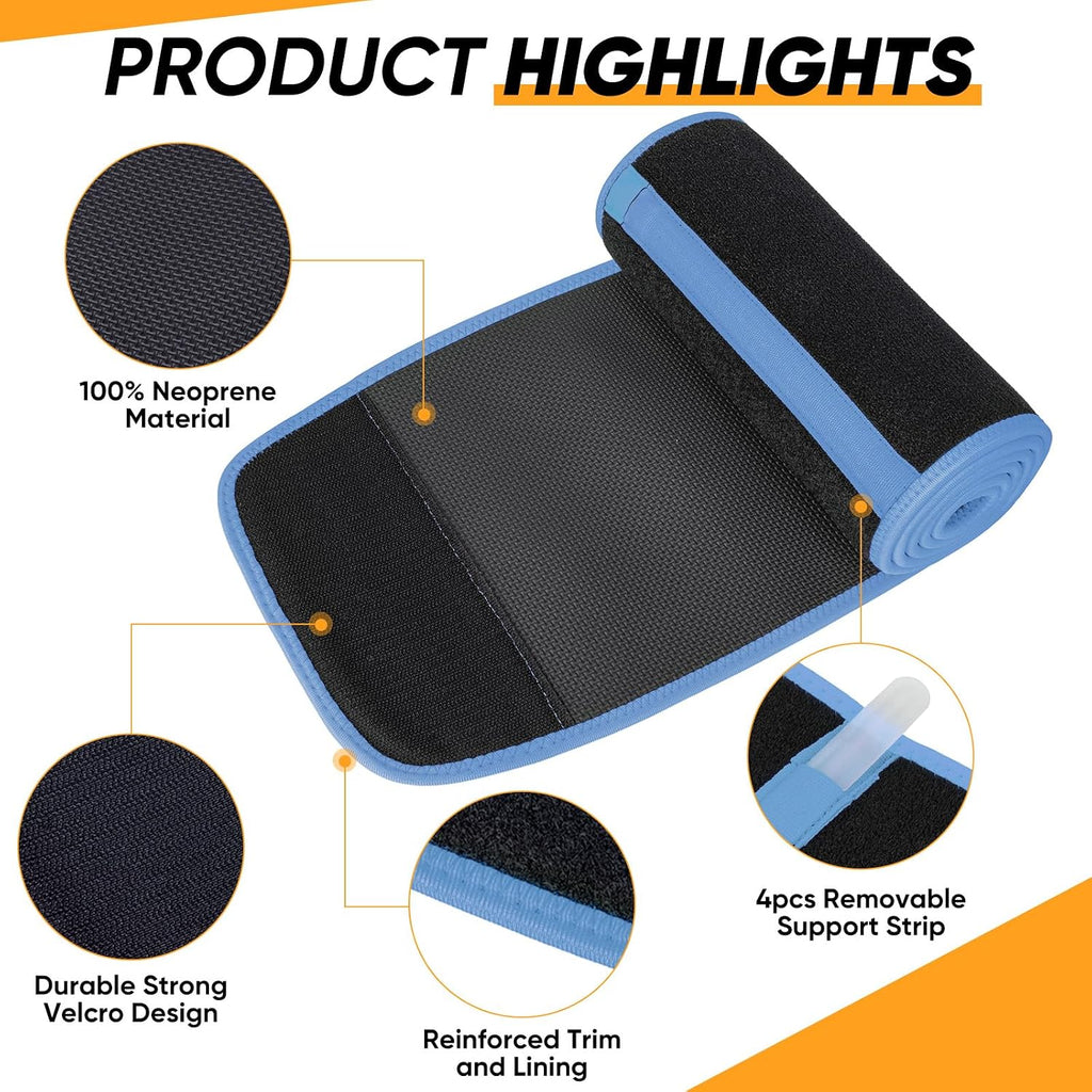 APEXUP Waist Trainer for Women Lower Belly Fat, Men Sweat Band, Stomach Wrap, Waist Trimmer with Removable Lumbar Support