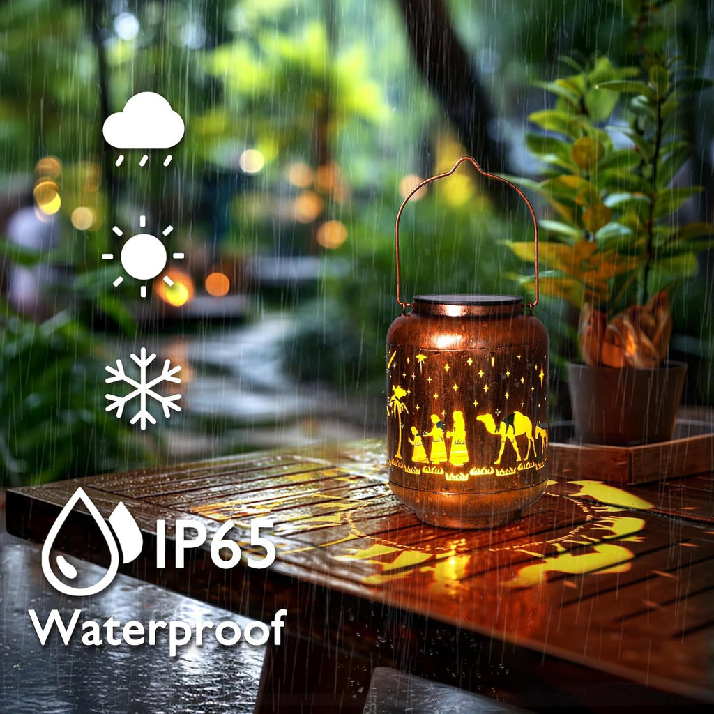 Homemory Gifts for Women, Solar Christmas Nativity Lanterns Outdoor Lights
