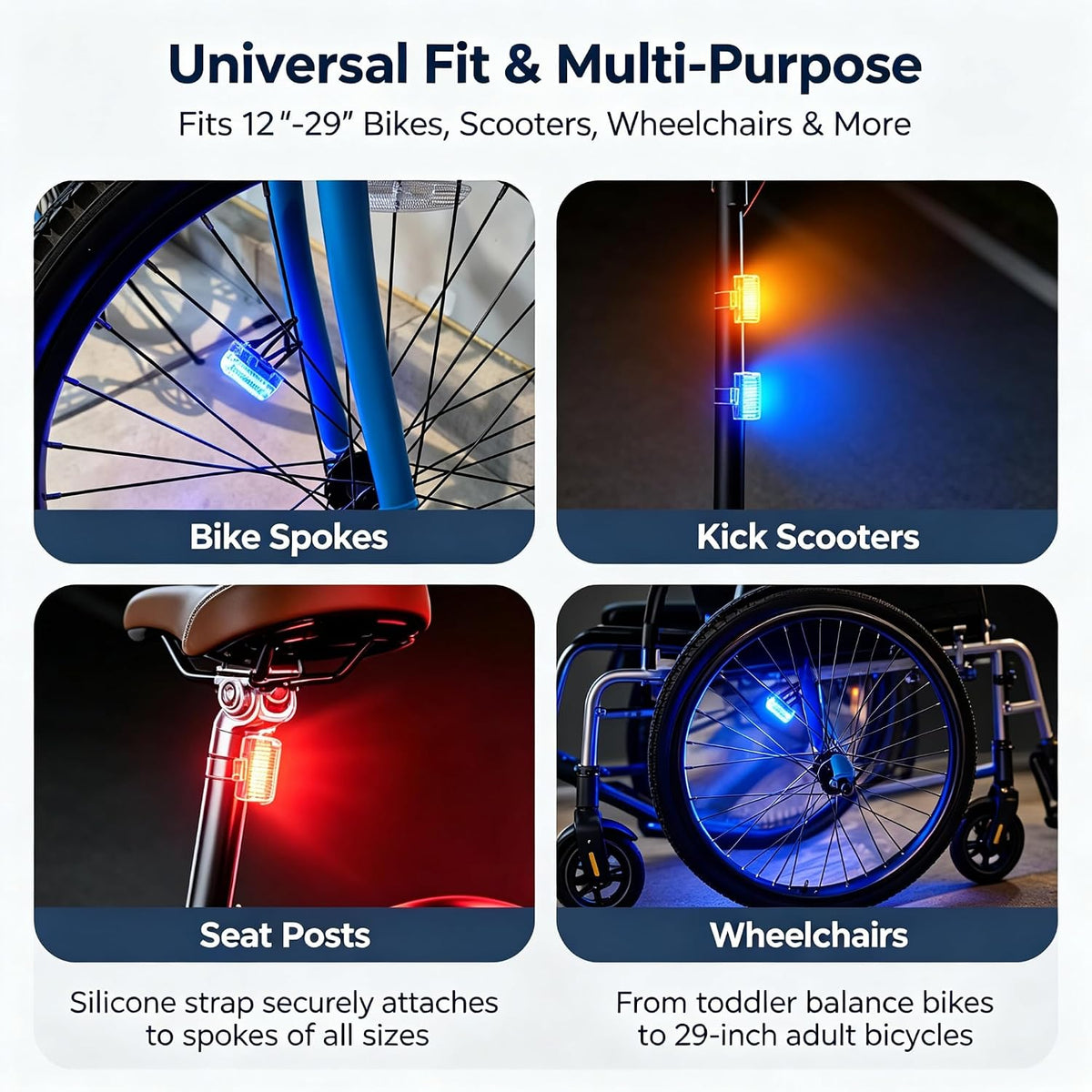 HANZE Rechargeable Bike Wheel Lights, Bicycle Spoke TierDecorations, 2 Pack