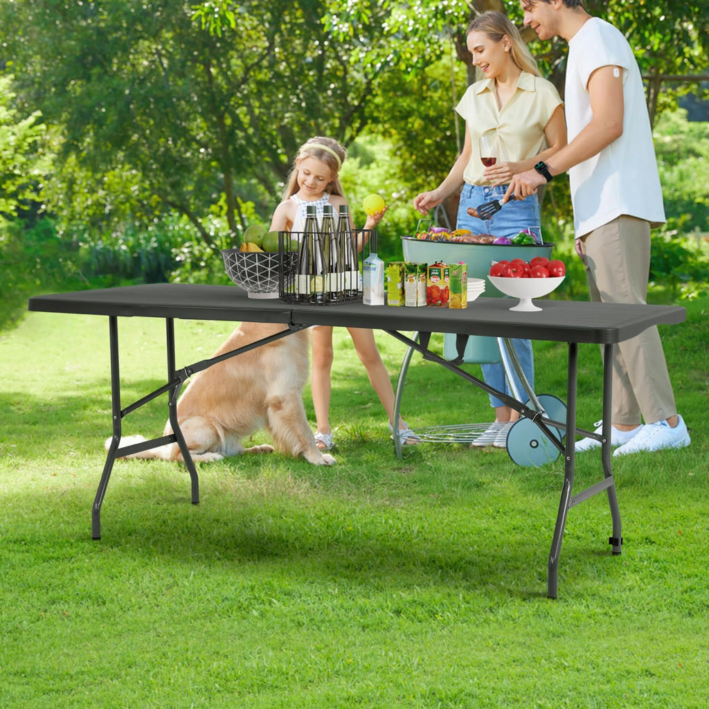 BestOffice | 6FT Folding Table | Black | Portable Plastic Table