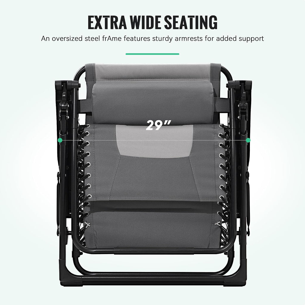 JEAREY Zero Gravity Chair, Oversized Padded Recliner - Gray/Light Gray