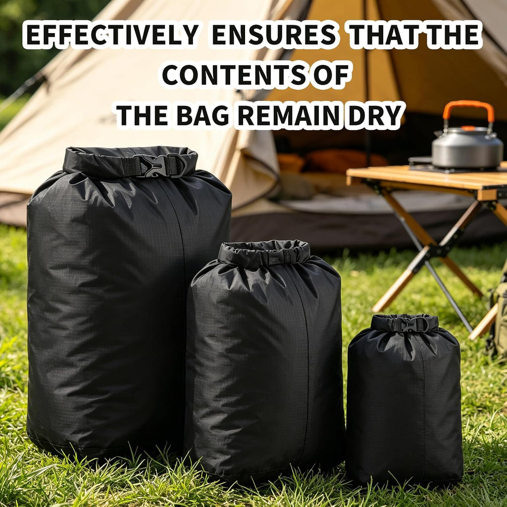 Dry Bag Waterproof 3 Pack Lightweight Outdoor Dry Sack, 6L&10L&20L, Black