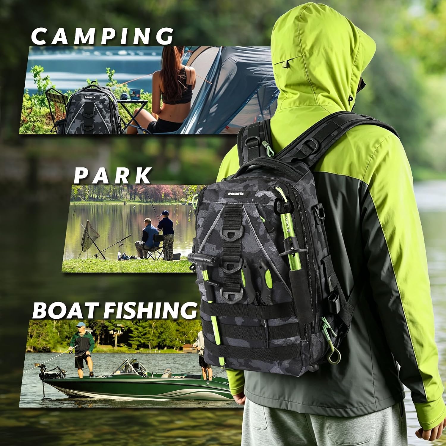 Fishing Backpack with Tackle Boxes,Fishing Lure Kit and Tool