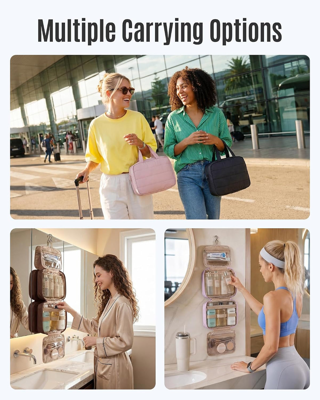 LIGHT FLIGHT Travel Toiletry Bag - Hanging Makeup Organizer for Women & Men