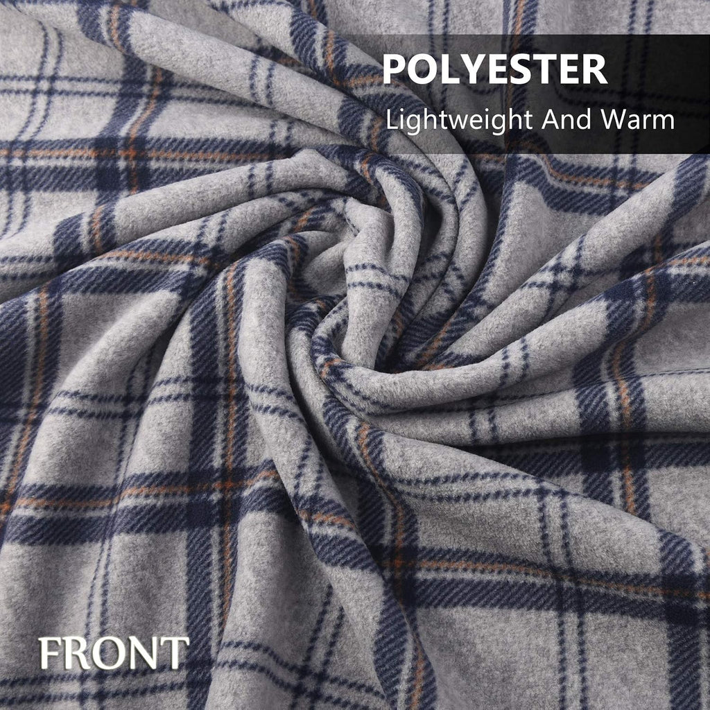 forestfish Fleece Wearable Blanket Oversized, Comfy Lightweight Lap Blanket Poncho Throw With Buttons, 63“x 55” (Navy-gray, Medium(55”x39”))