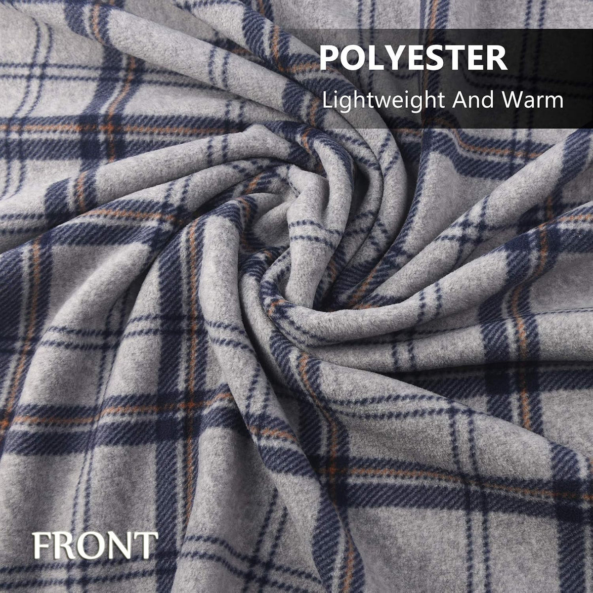 forestfish Fleece Wearable Blanket Oversized, Comfy Lightweight Lap Blanket Poncho Throw With Buttons, 63“x 55” (Navy-gray, Medium(55”x39”))