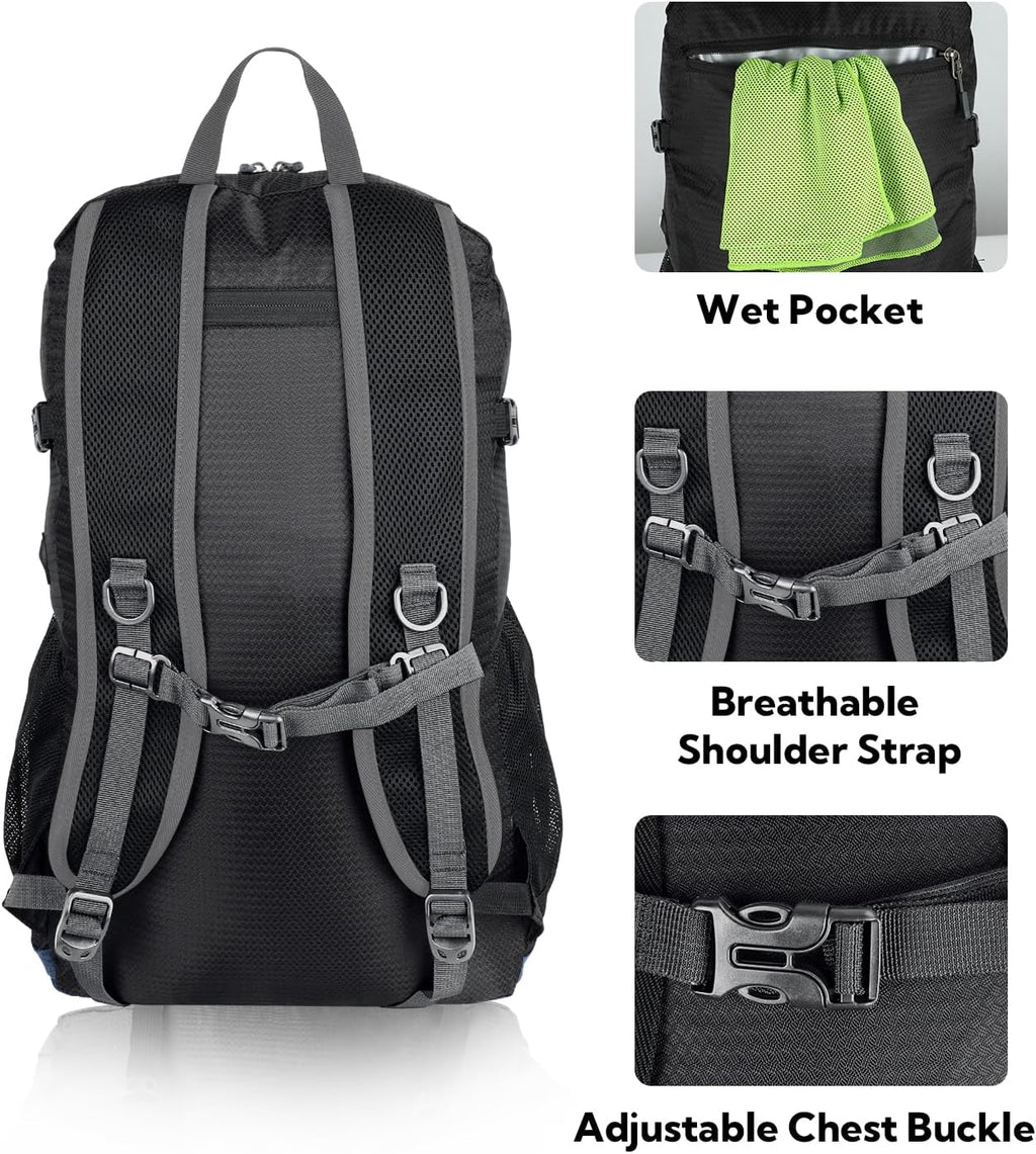 WATERFLY Lightweight Packable Hiking Backpack, 30L Day Pack
