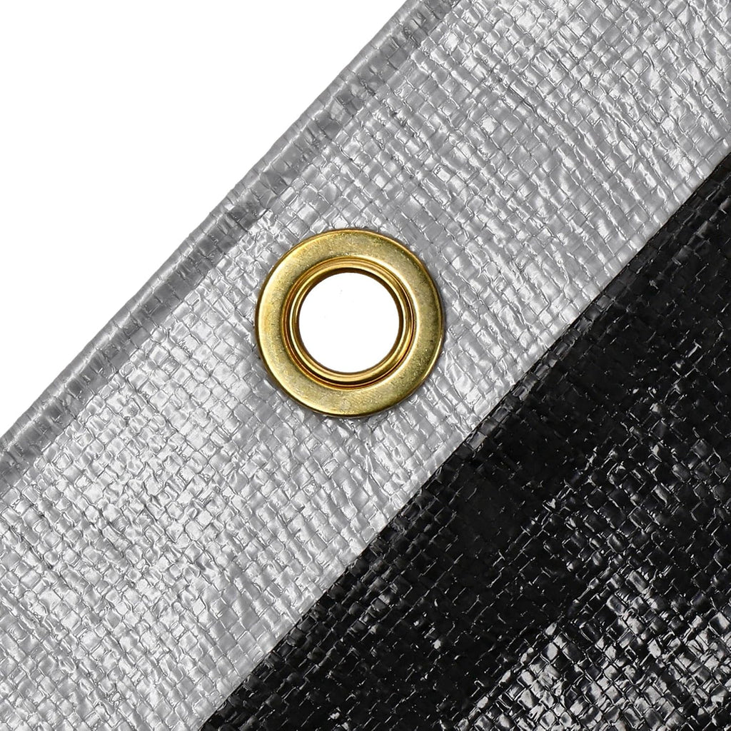 WHITEDUCK Super Heavy Duty Poly Tarp Cover 16 Mil & 10 Mil with Grommets and Reinforced Edges (Brown, White & Silver Black) (Silver Black- 10 Mil, 15' x 20')