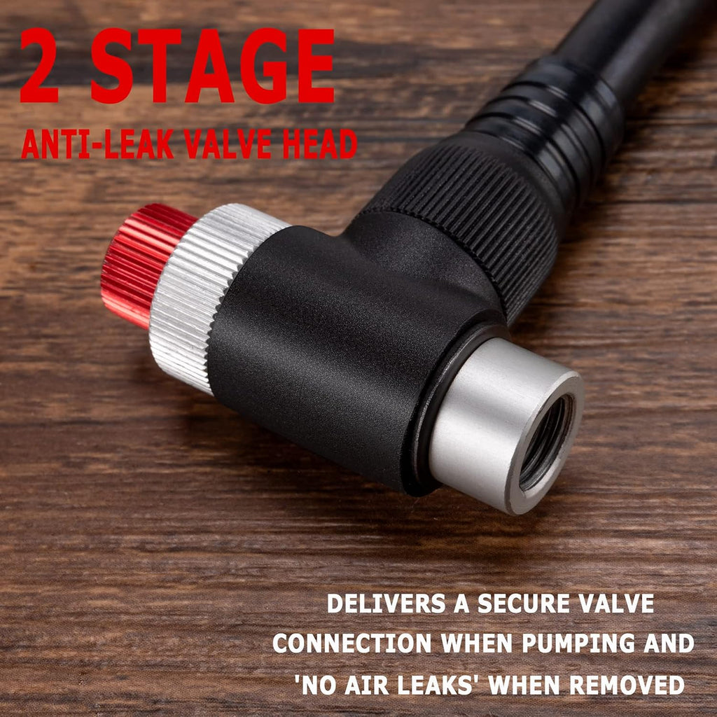 Shock Pump for Mountain, Road Bikes and Motorcycle - 300 Psi High Pressure for Front Fork and Rear Suspension Air Shocks Pump with Gauge -Portable Mini Pump with Air Bleed Button