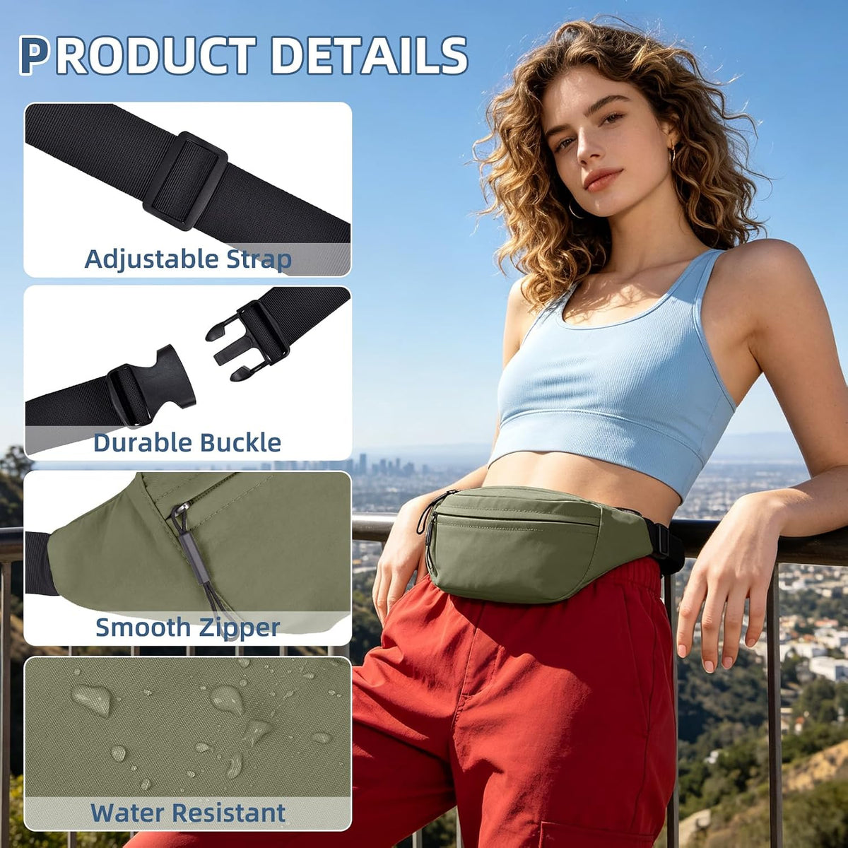 ZOORON Fanny Packs for Women Men Crossbody Waist Pack Bag Running Belt
