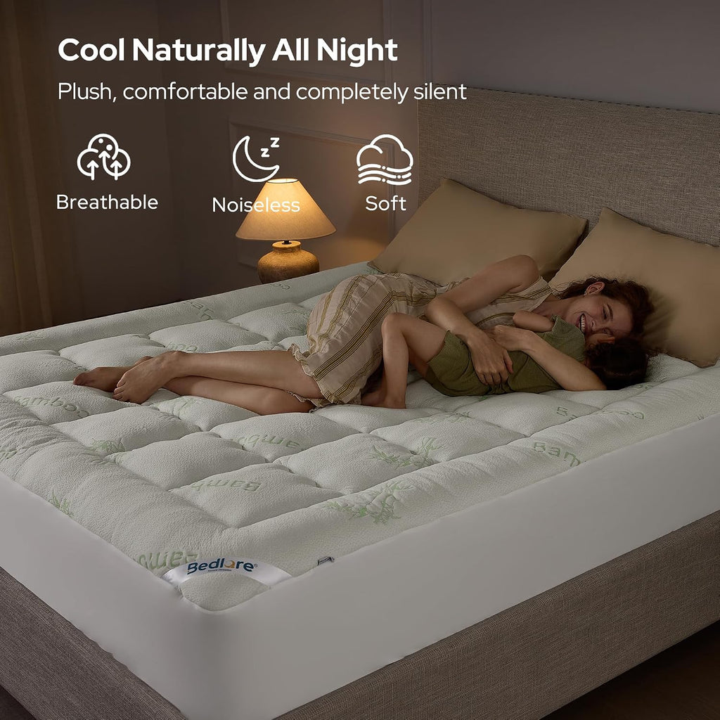 BEDLORE Queen Mattress Topper , Thick Pillow Top Mattress Pad