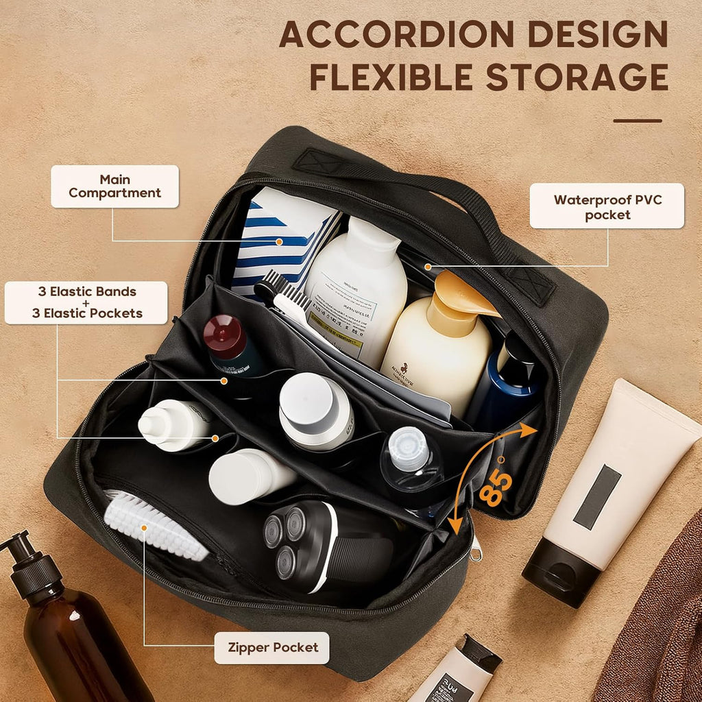 Birthday Gift for Men Dad Husband,Large Toiletry Bag for Men - Black Lining