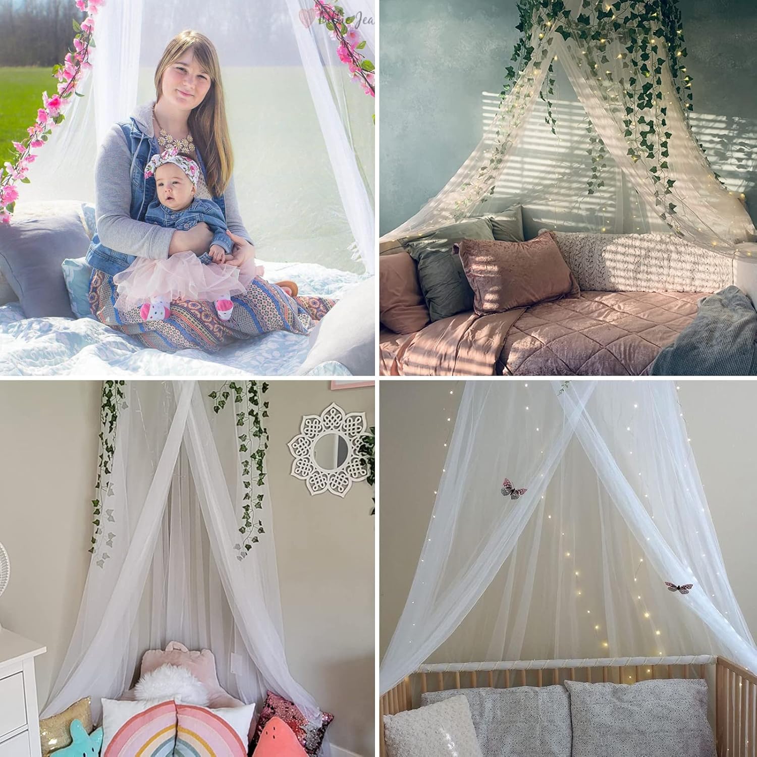 Mosquito Net Bed Canopy for Girls Dome Bed Curtains Tent Twin Queen Size