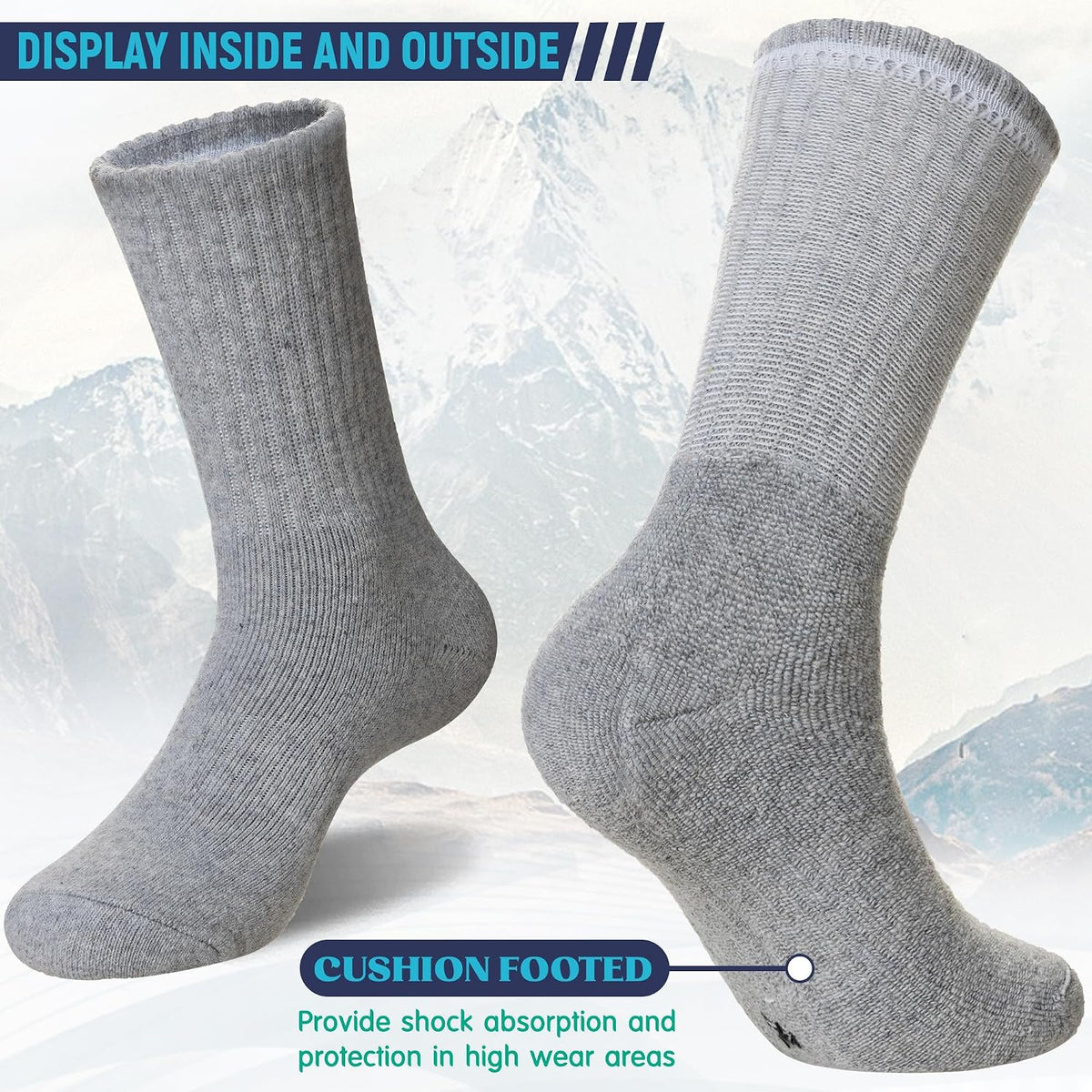 DoSmart Womens Merino Wool Hiking Socks Thermal Warm Walking Boot Winter Crew Cushion Work Socks 5 Pairs